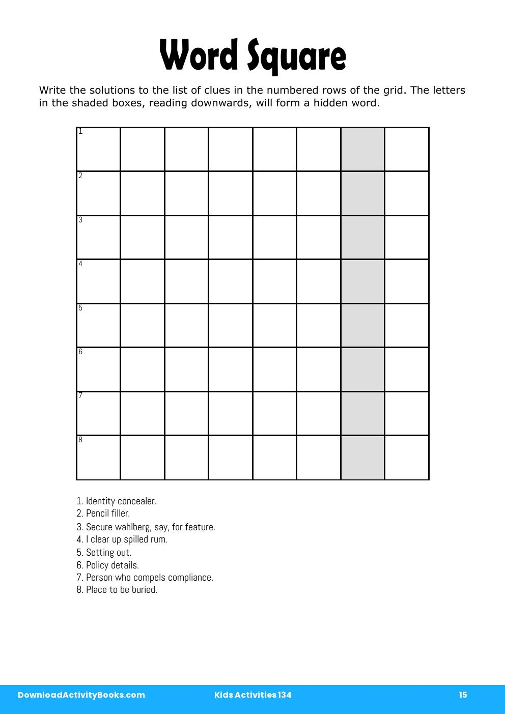 Word Square in Kids Activities 134