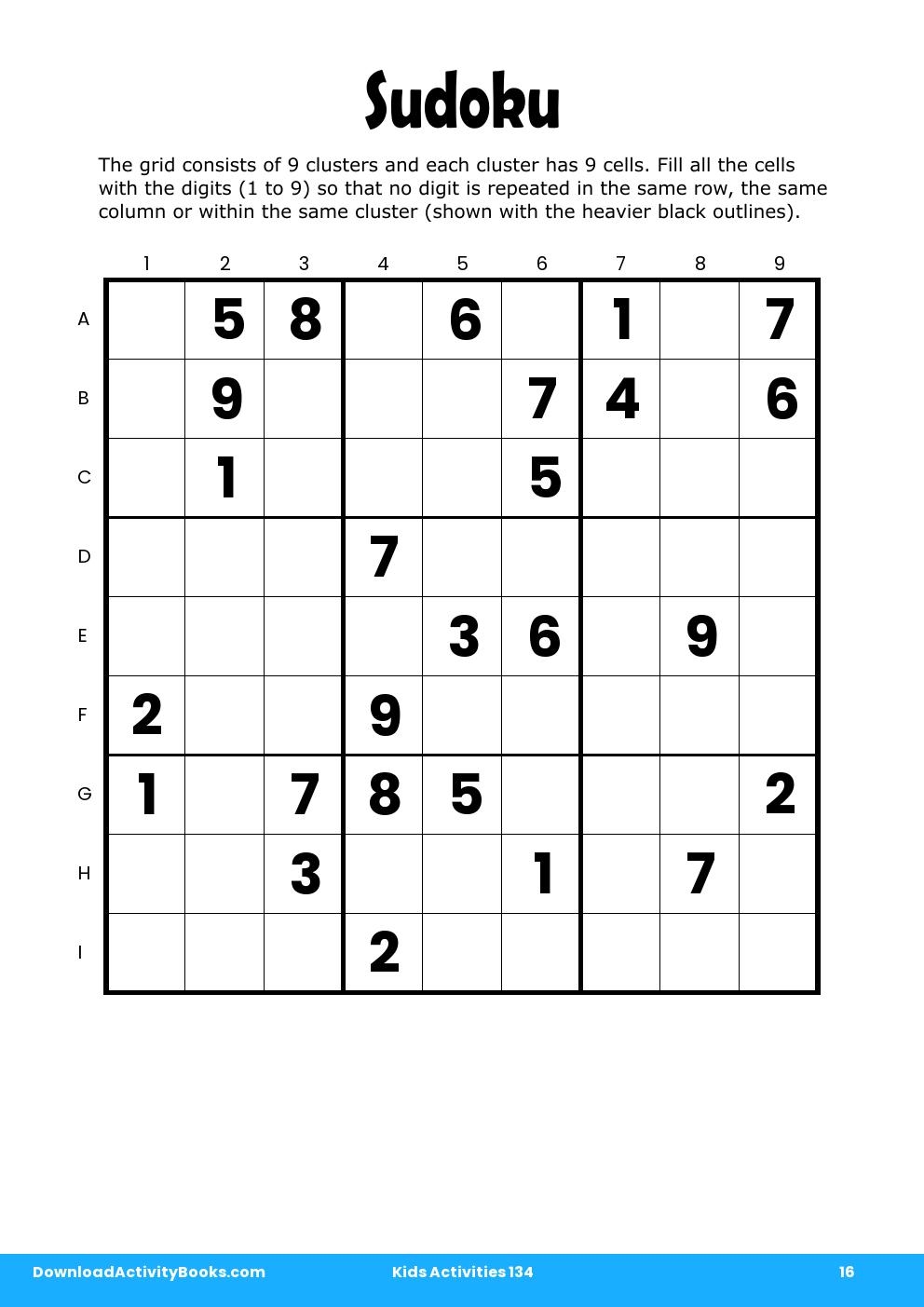 Sudoku in Kids Activities 134