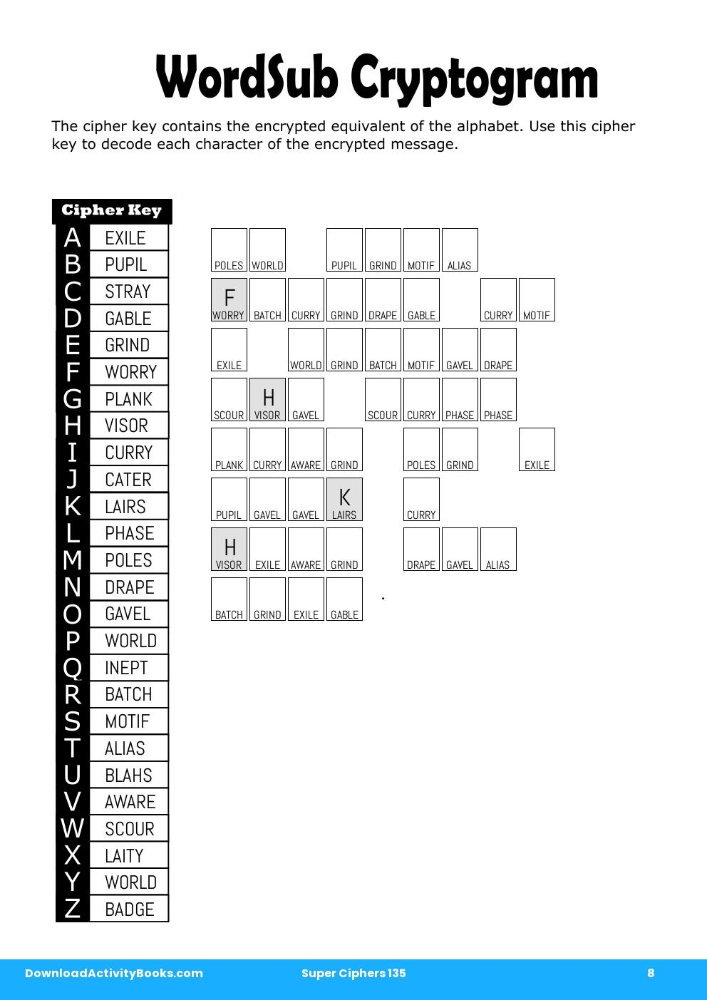 WordSub Cryptogram in Super Ciphers 135