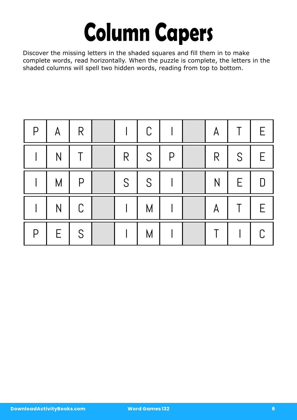 Column Capers in Word Games 132