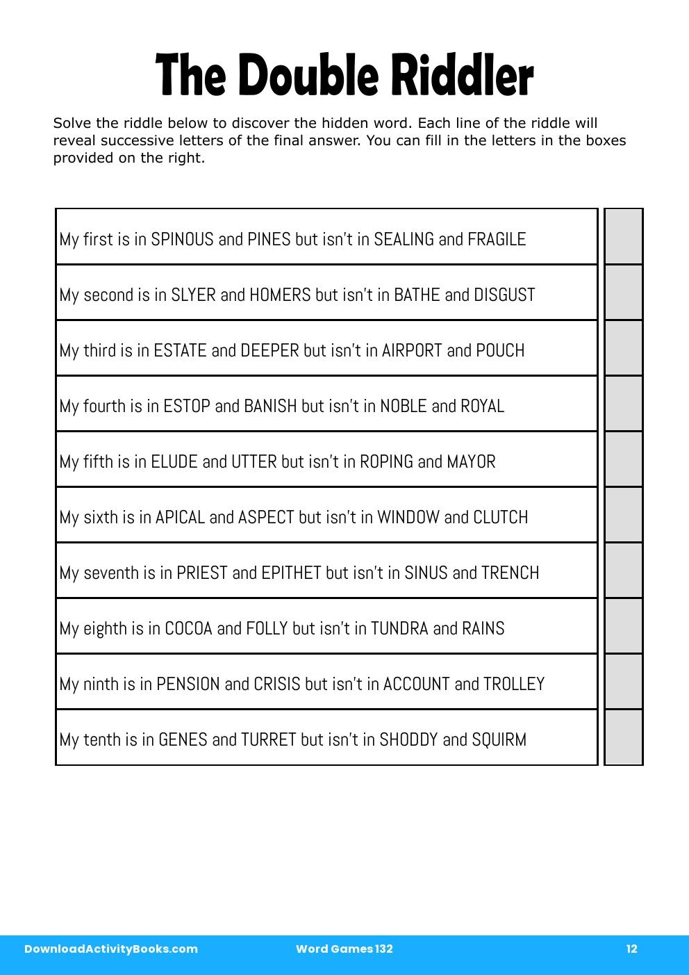 The Double Riddler in Word Games 132