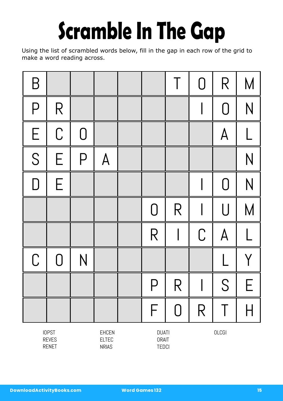 Scramble In The Gap in Word Games 132