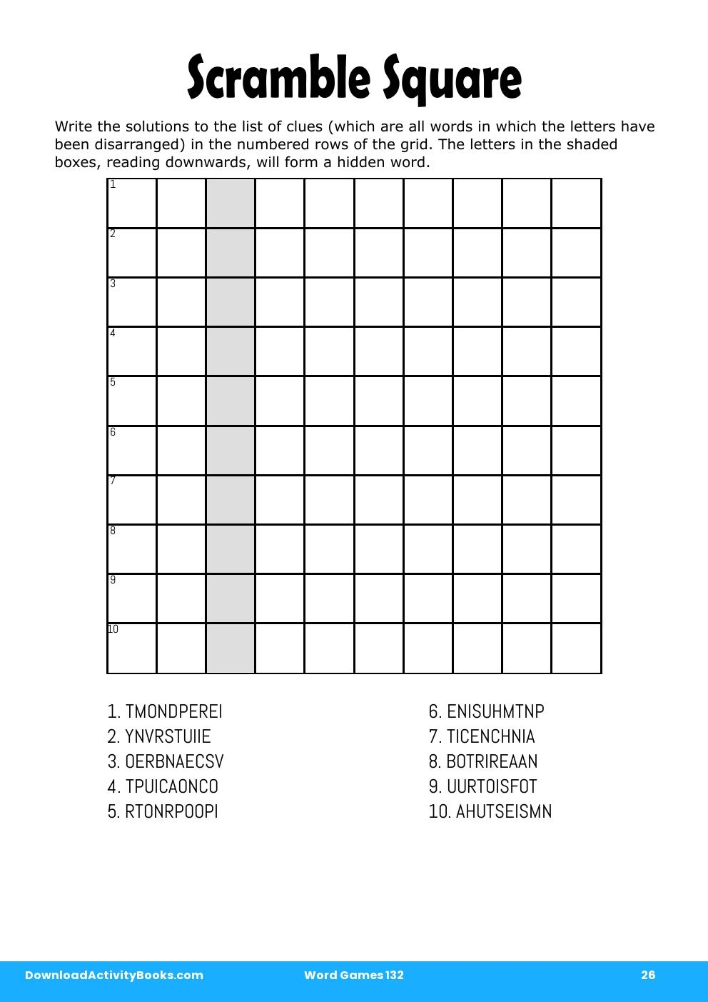 Scramble Square in Word Games 132