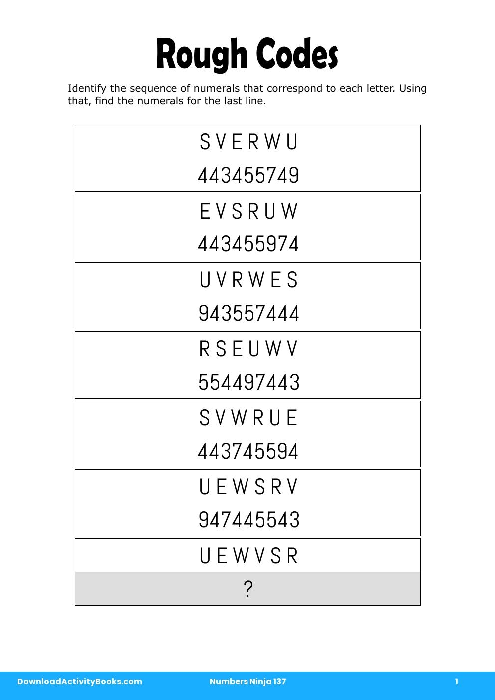 Rough Codes in Numbers Ninja 137