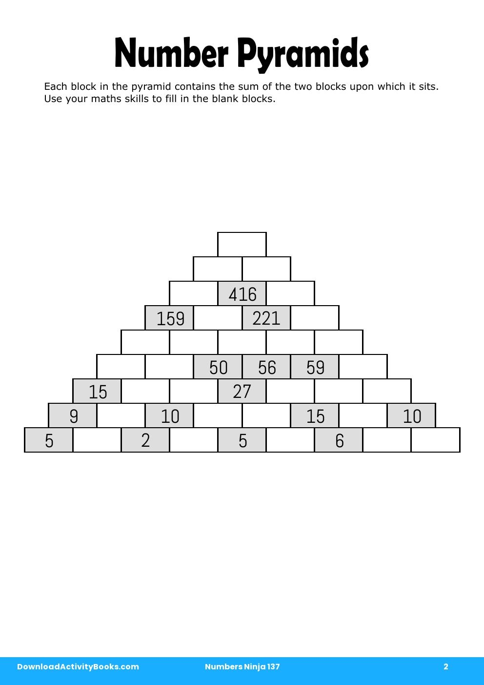 Number Pyramids in Numbers Ninja 137