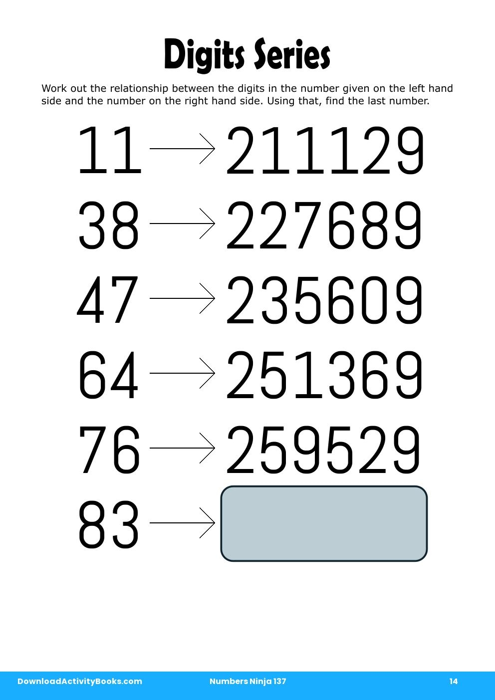 Digits Series in Numbers Ninja 137