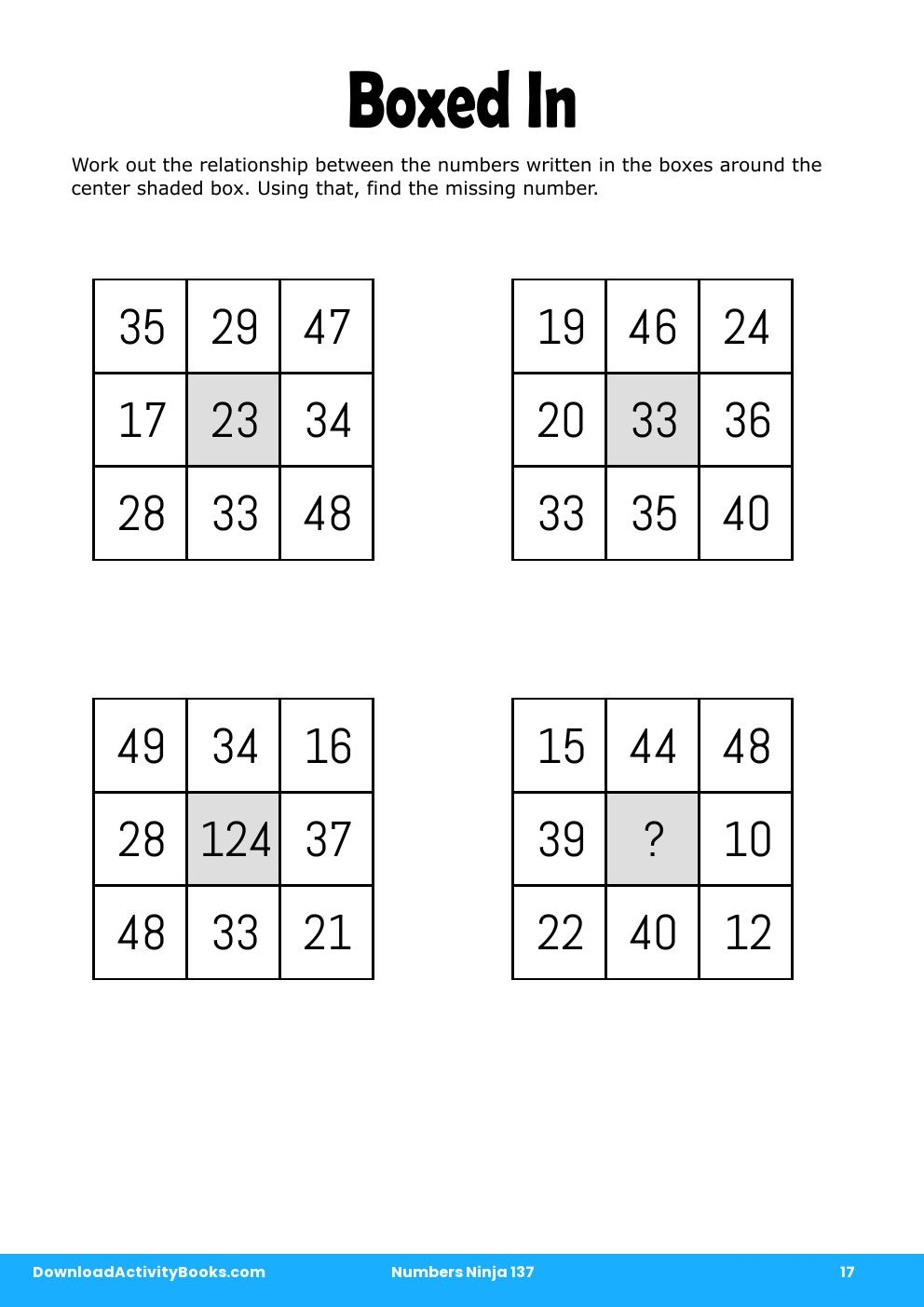 Boxed In in Numbers Ninja 137