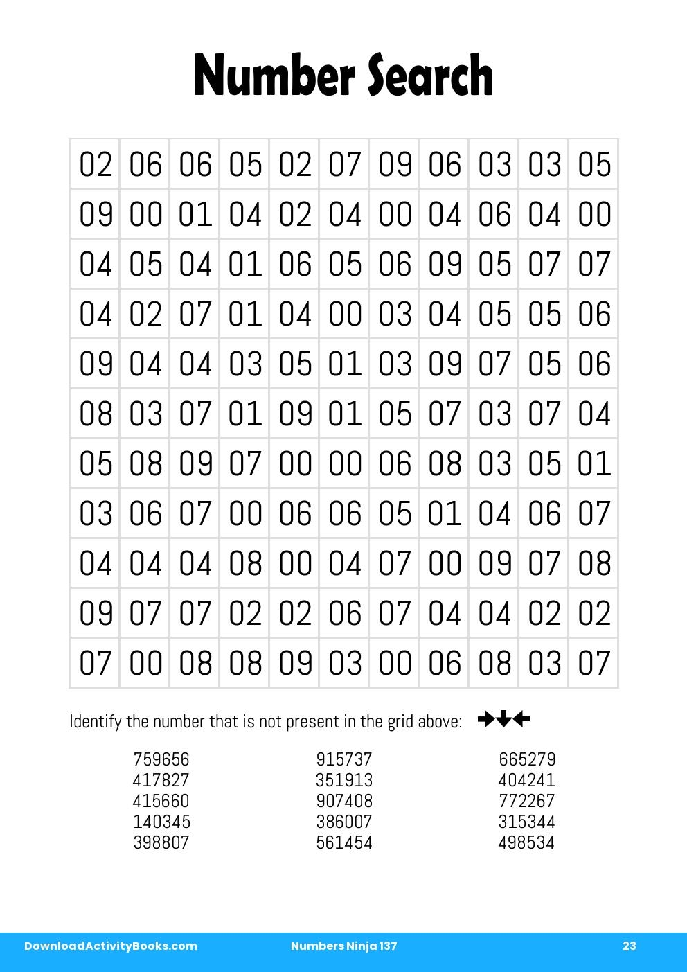 Number Search in Numbers Ninja 137