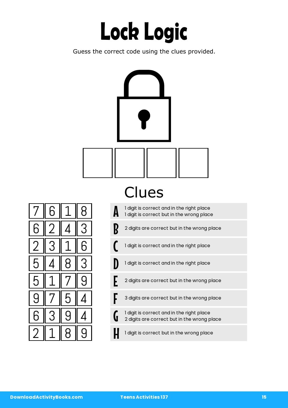 Lock Logic in Teens Activities 137