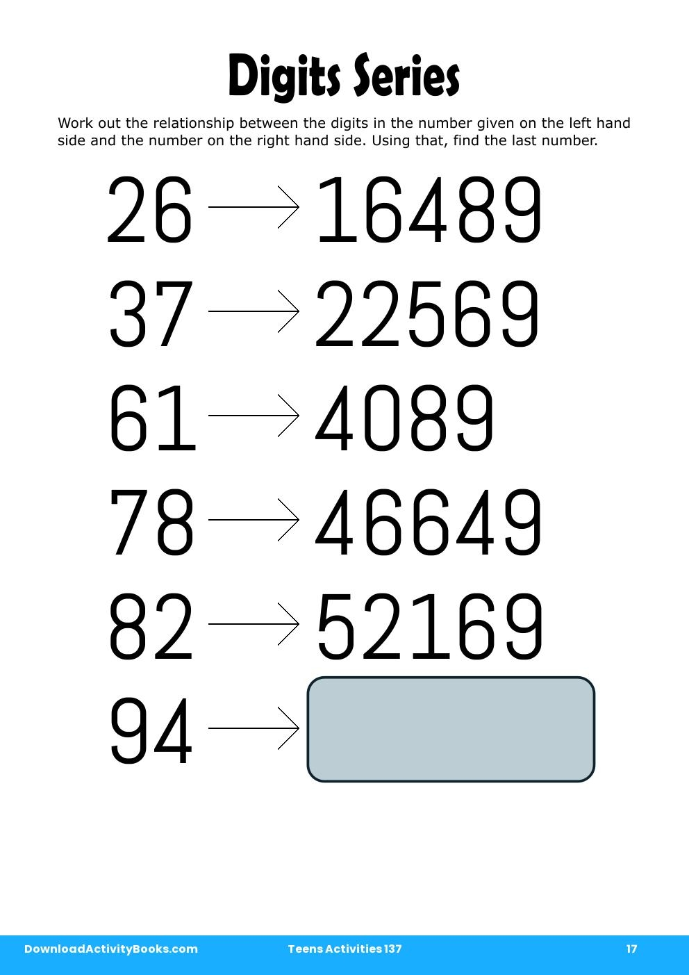 Digits Series in Teens Activities 137