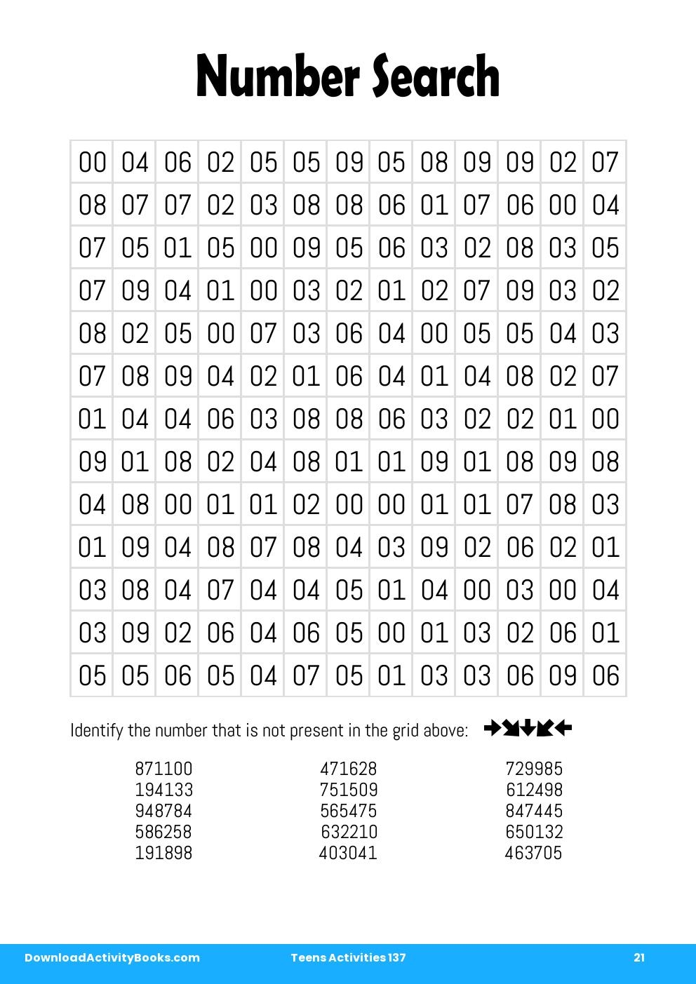 Number Search in Teens Activities 137