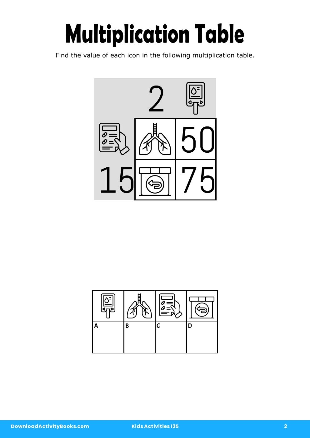 Multiplication Table in Kids Activities 135