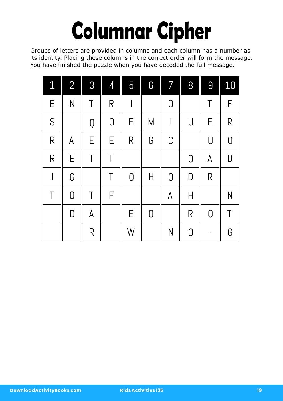 Columnar Cipher in Kids Activities 135