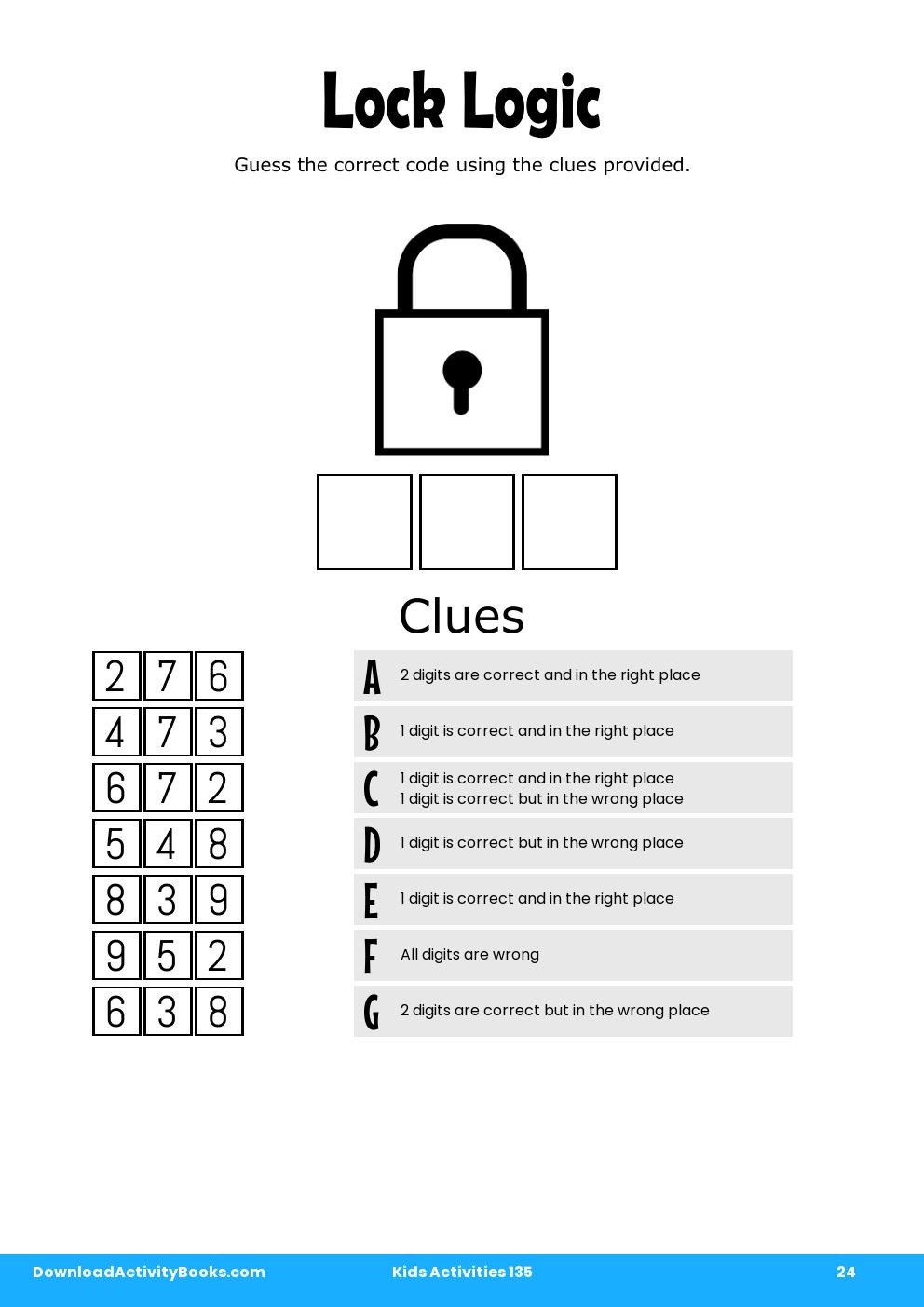 Lock Logic in Kids Activities 135