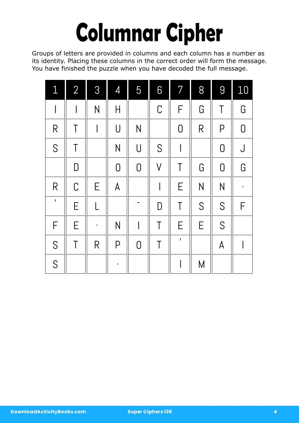 Columnar Cipher in Super Ciphers 136