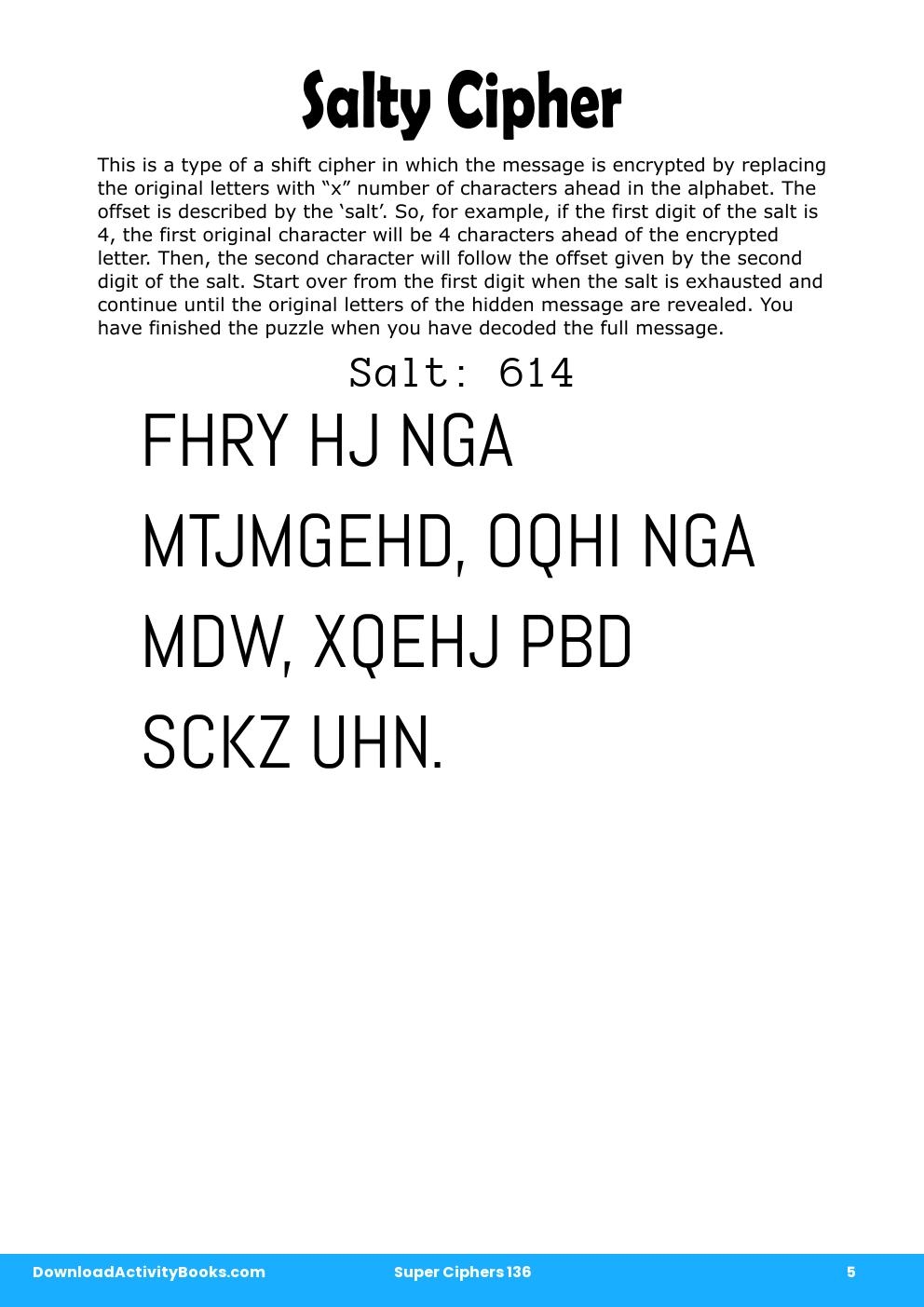 Salty Cipher in Super Ciphers 136