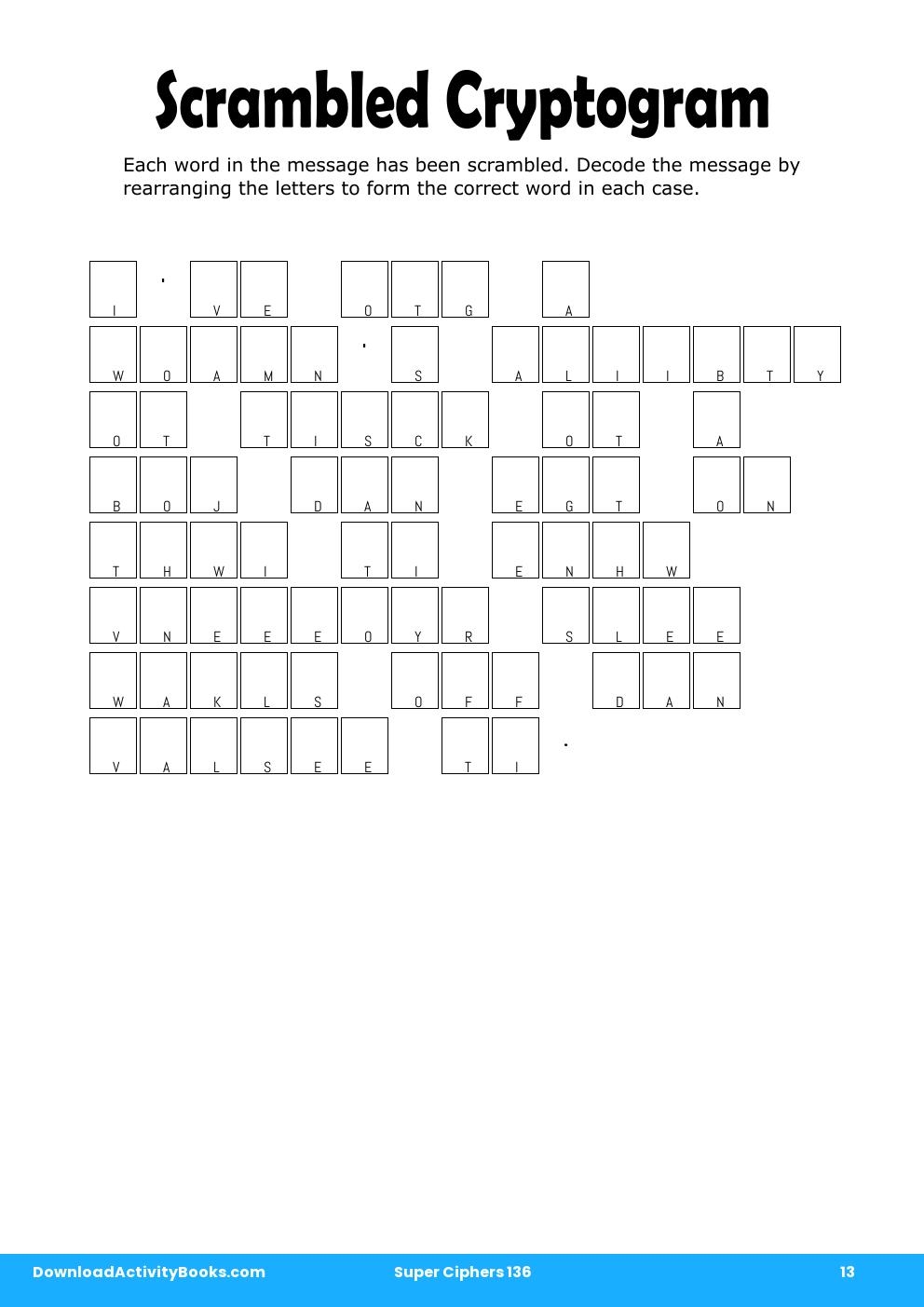 Scrambled Cryptogram in Super Ciphers 136