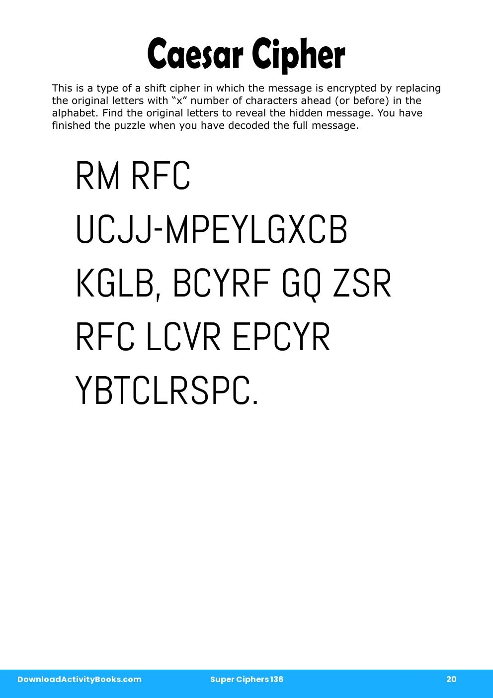 Caesar Cipher in Super Ciphers 136