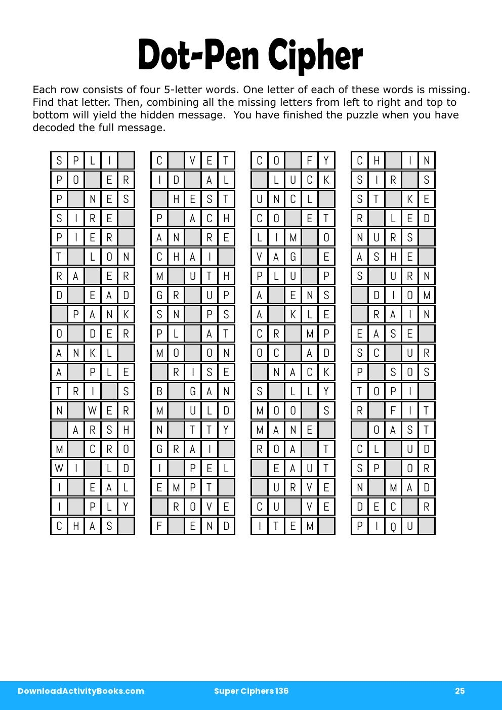 Dot-Pen Cipher in Super Ciphers 136