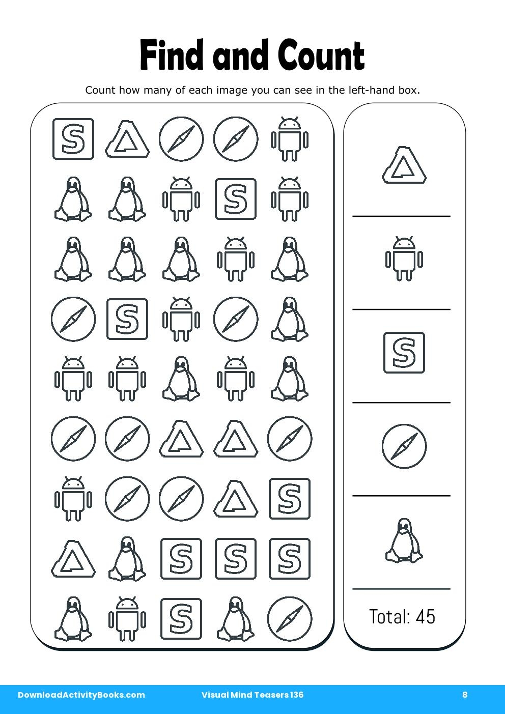 Find and Count in Visual Mind Teasers 136