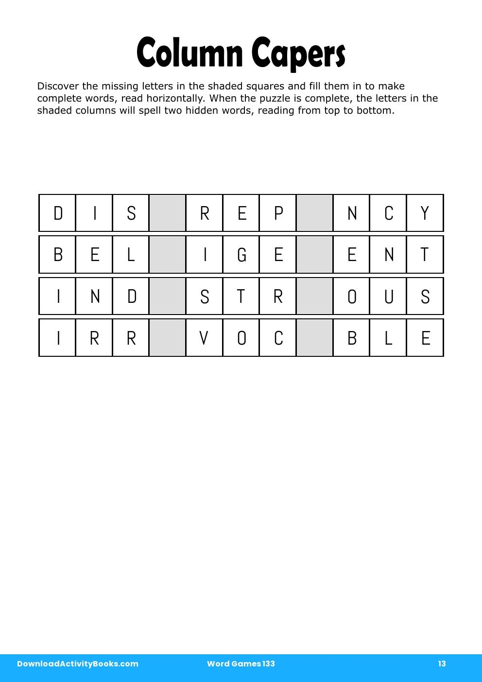 Column Capers in Word Games 133