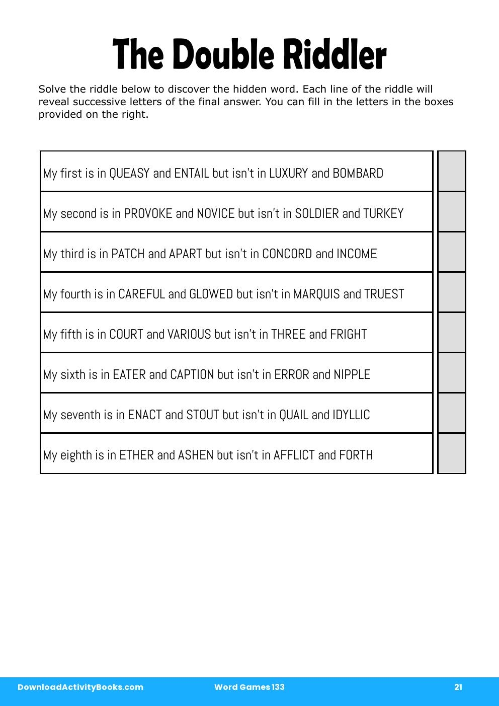 The Double Riddler in Word Games 133