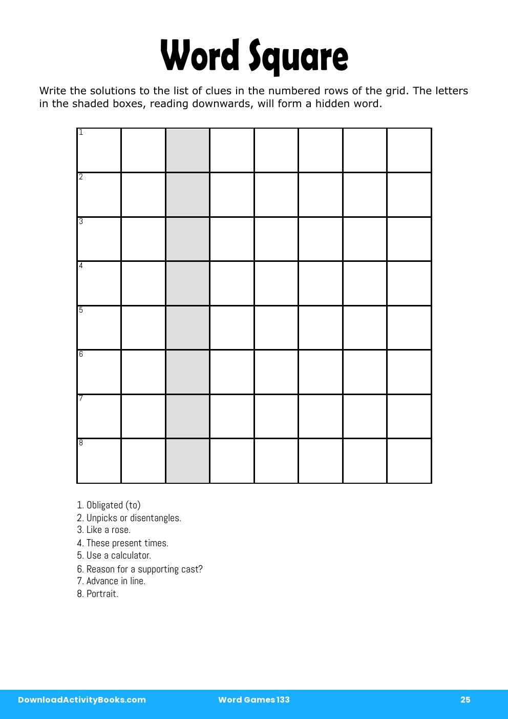 Word Square in Word Games 133