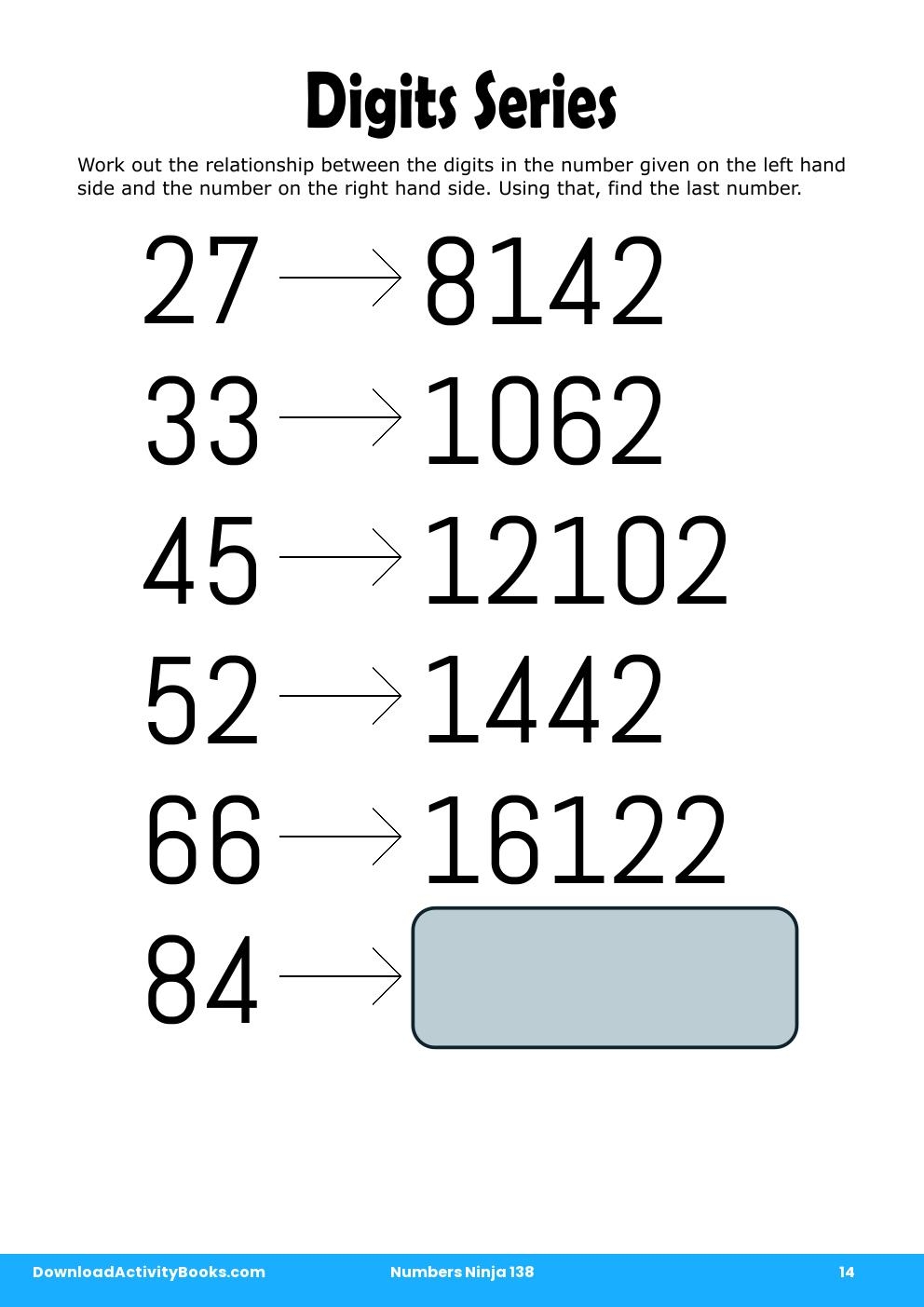 Digits Series in Numbers Ninja 138