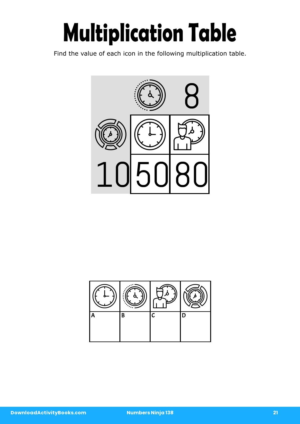 Multiplication Table in Numbers Ninja 138