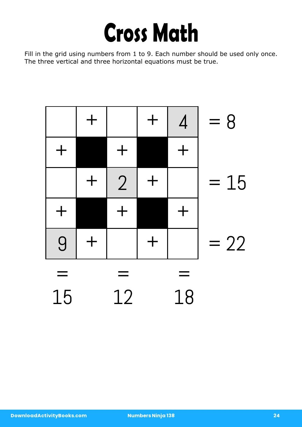 Cross Math in Numbers Ninja 138