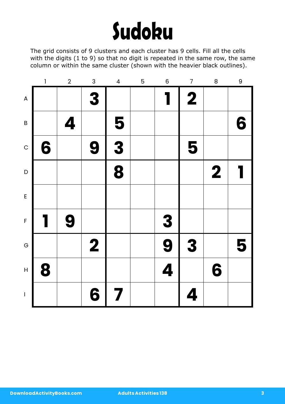 Sudoku in Adults Activities 138