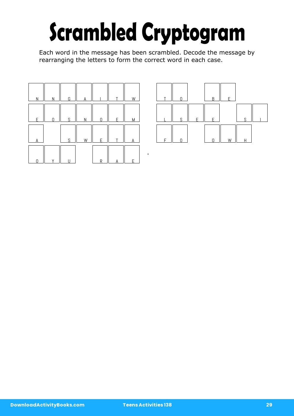 Scrambled Cryptogram in Teens Activities 138