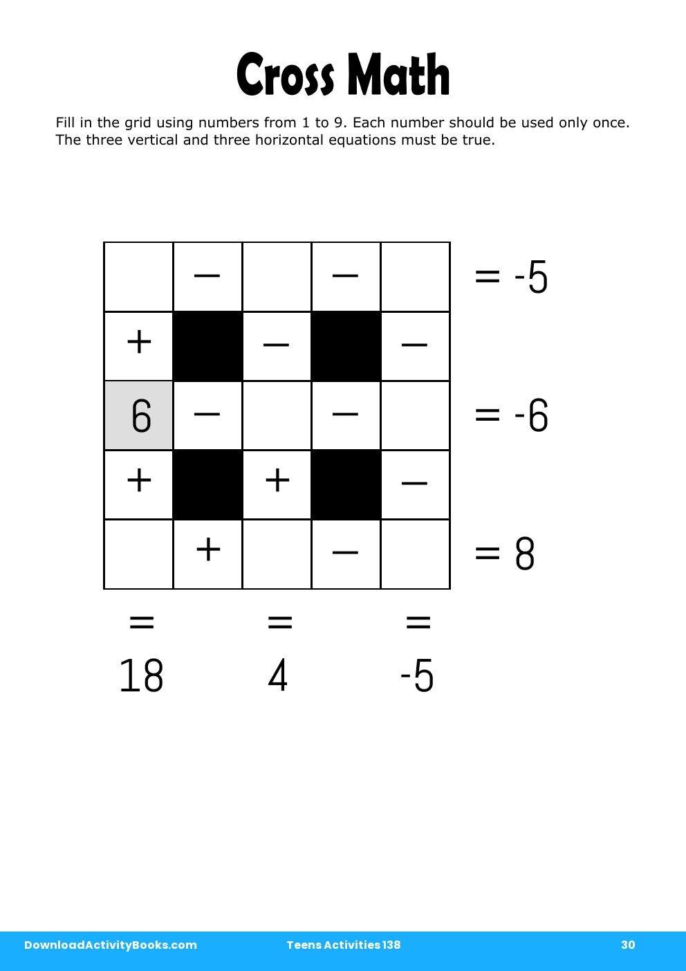 Cross Math in Teens Activities 138