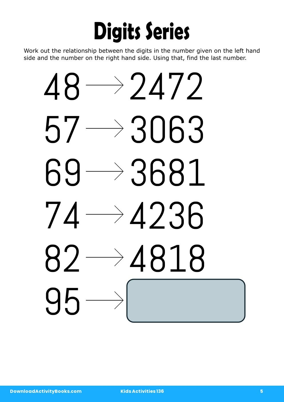 Digits Series in Kids Activities 136