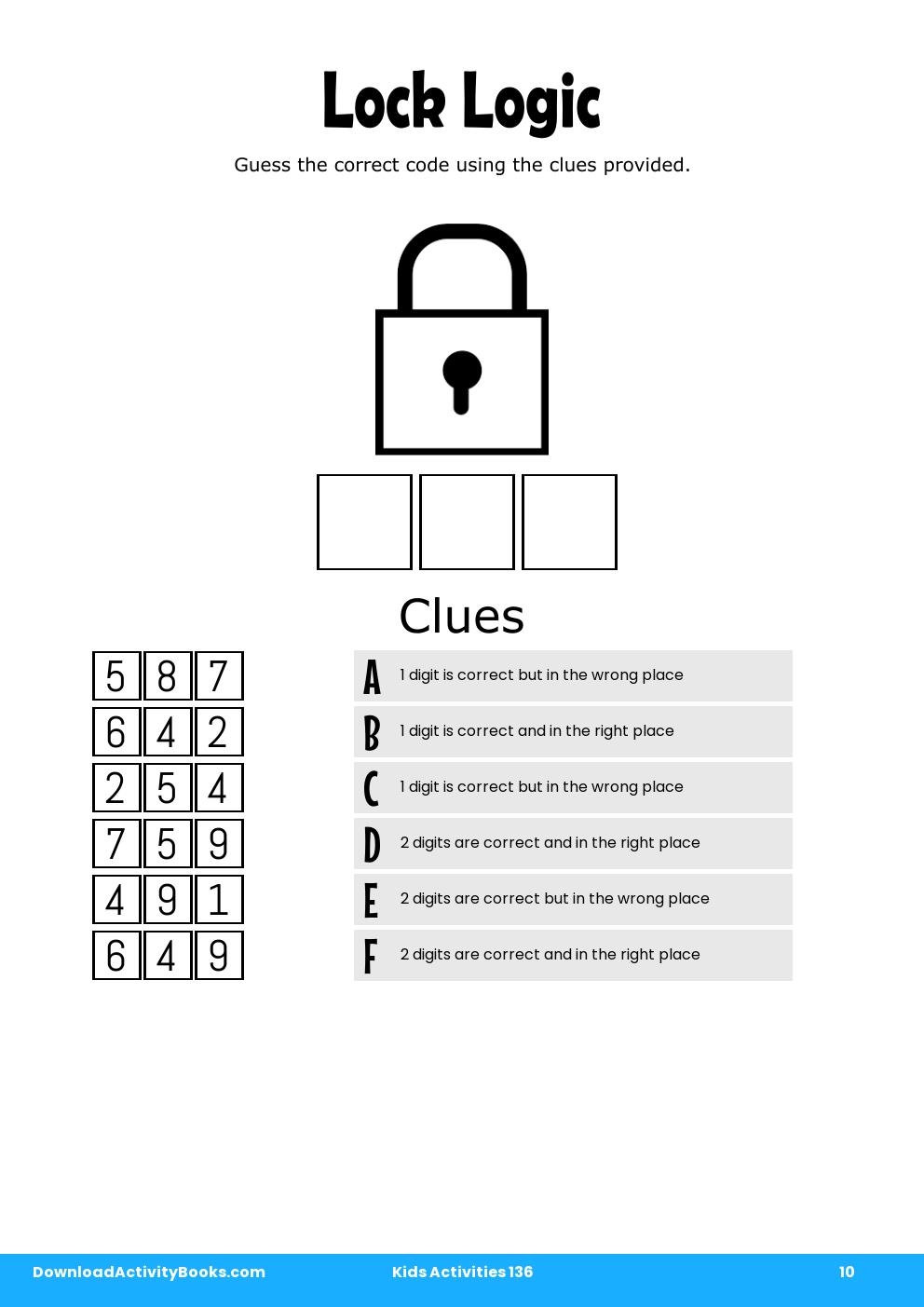 Lock Logic in Kids Activities 136