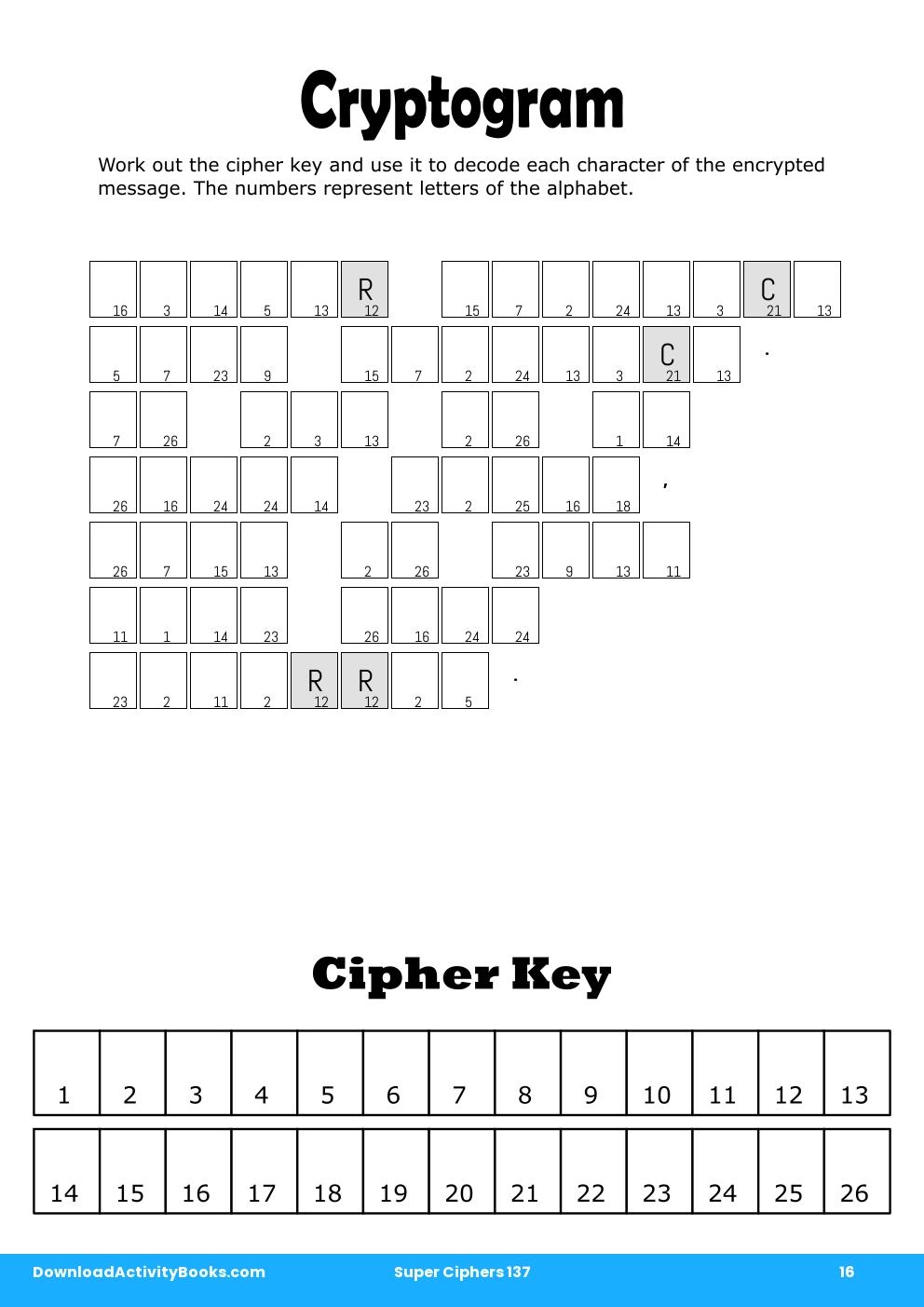 Cryptogram in Super Ciphers 137