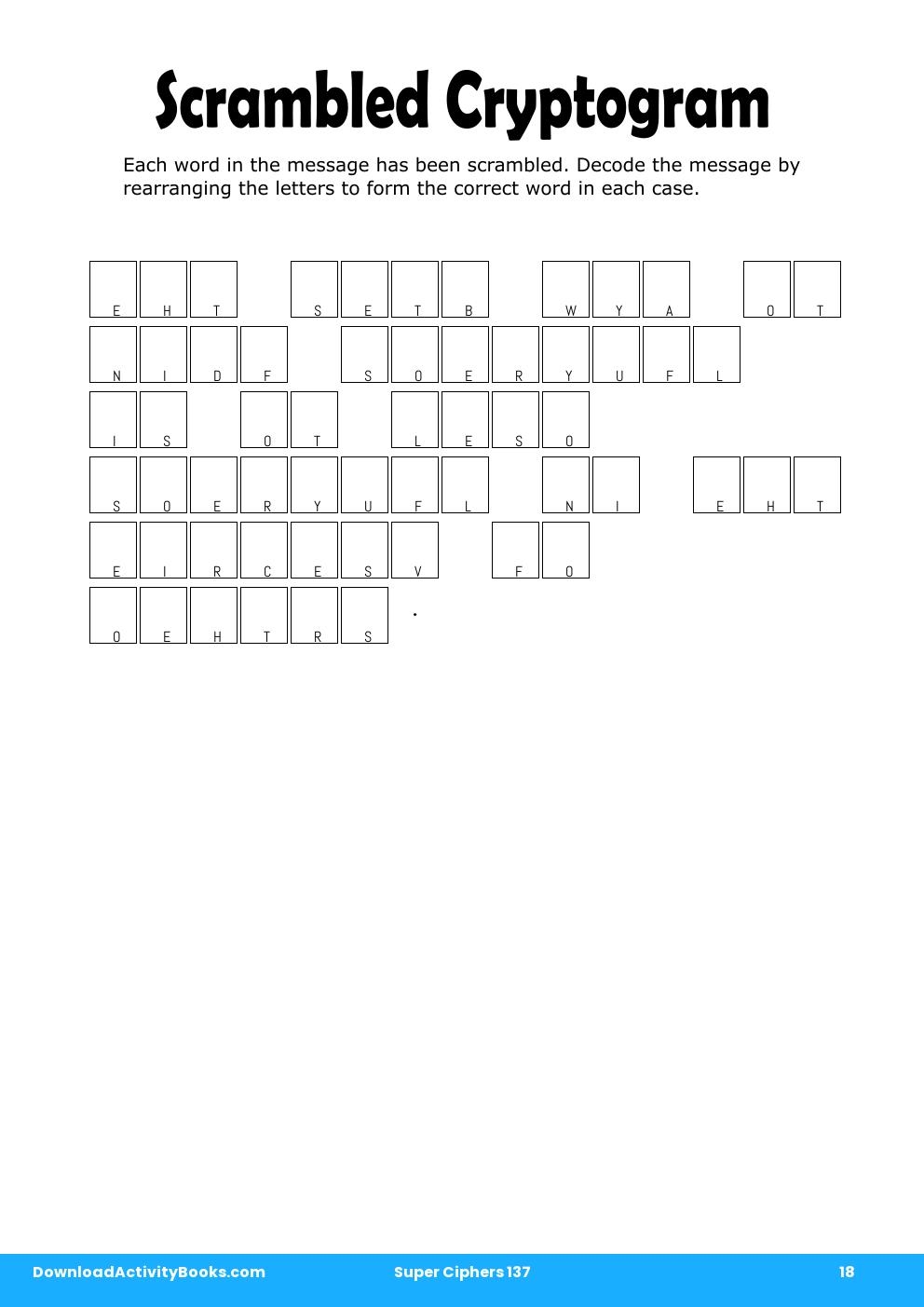 Scrambled Cryptogram in Super Ciphers 137