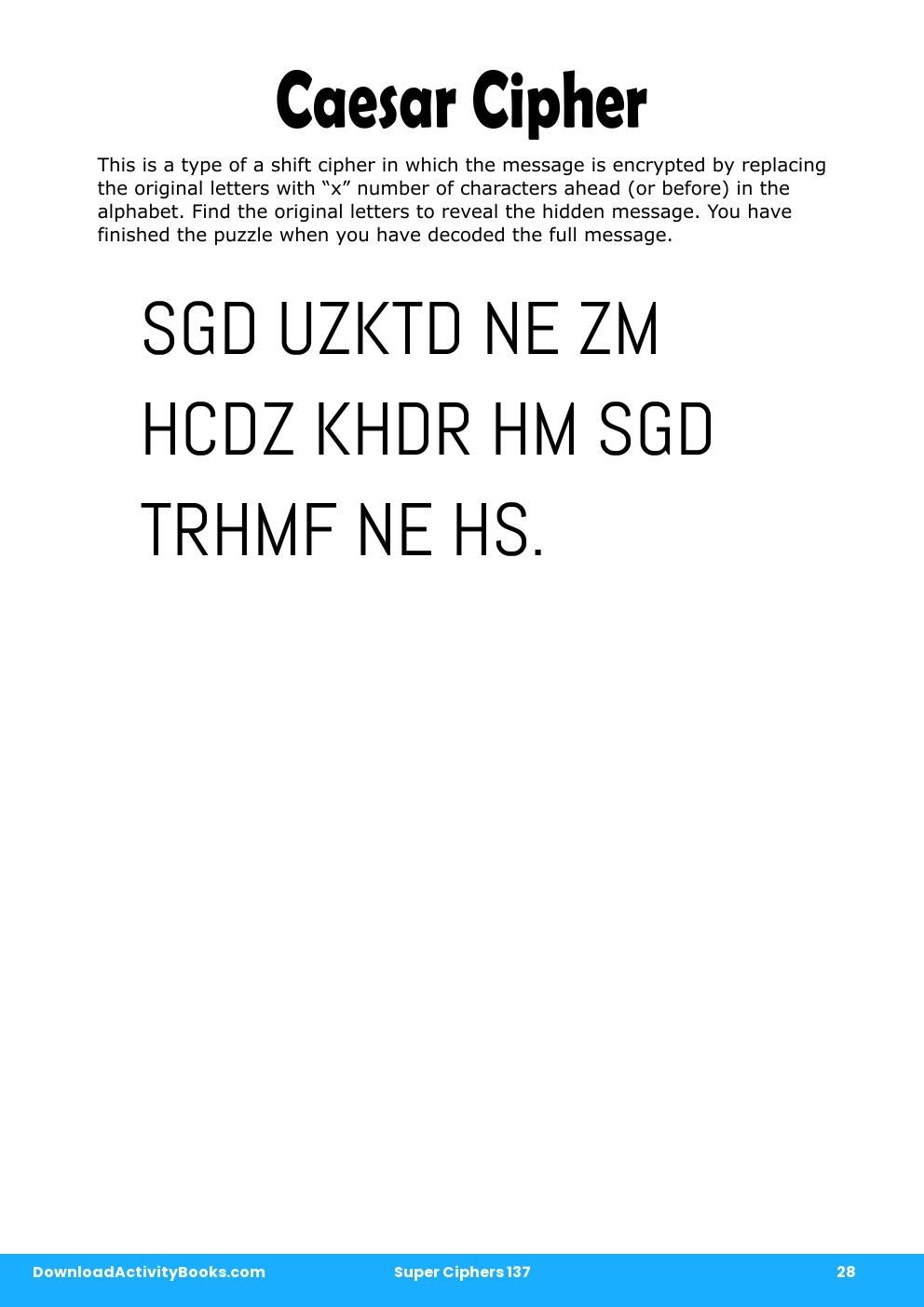 Caesar Cipher in Super Ciphers 137