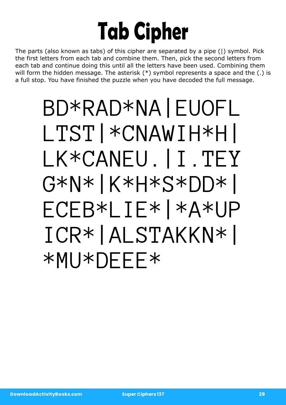 Tab Cipher in Super Ciphers 137