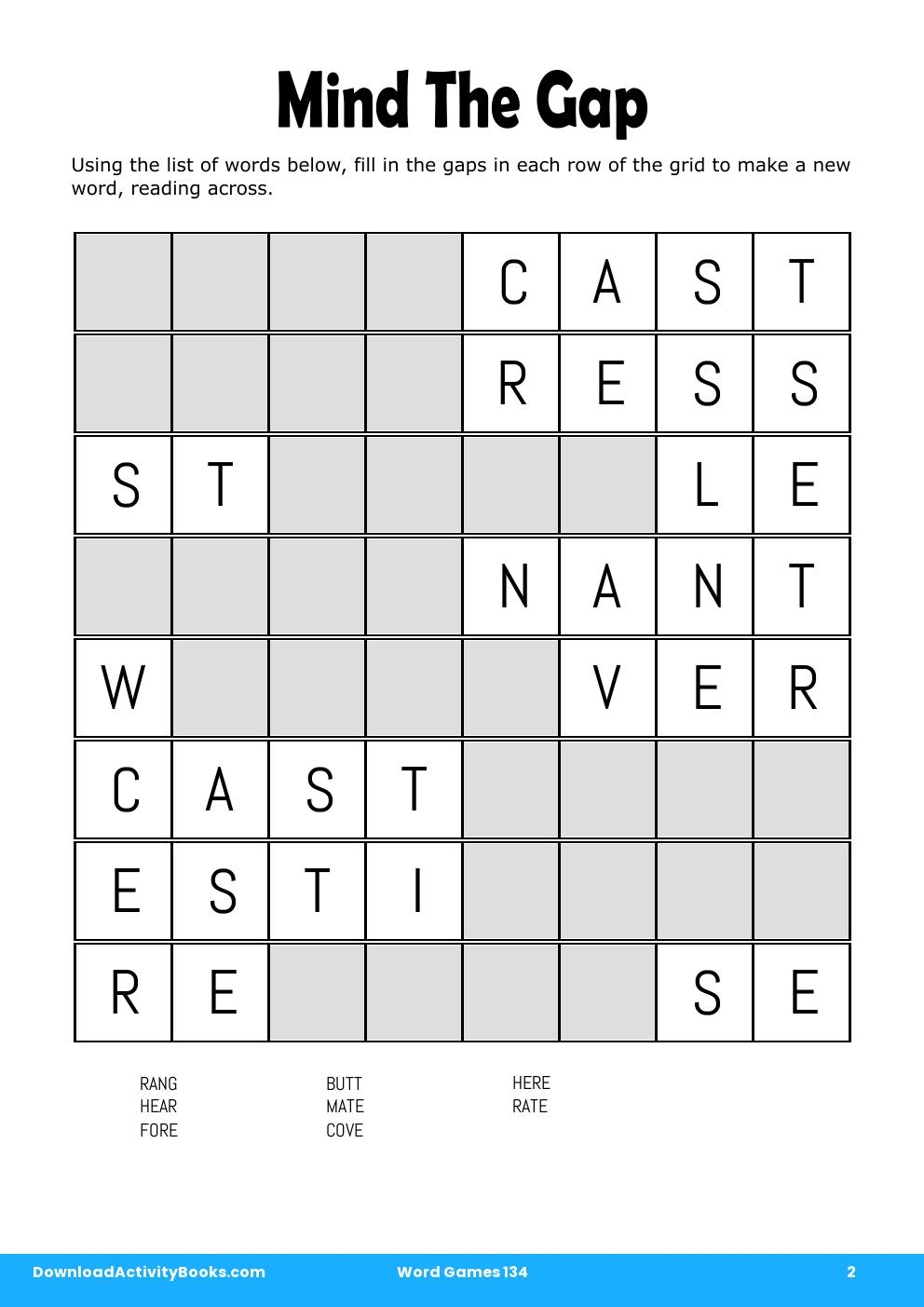Mind The Gap in Word Games 134