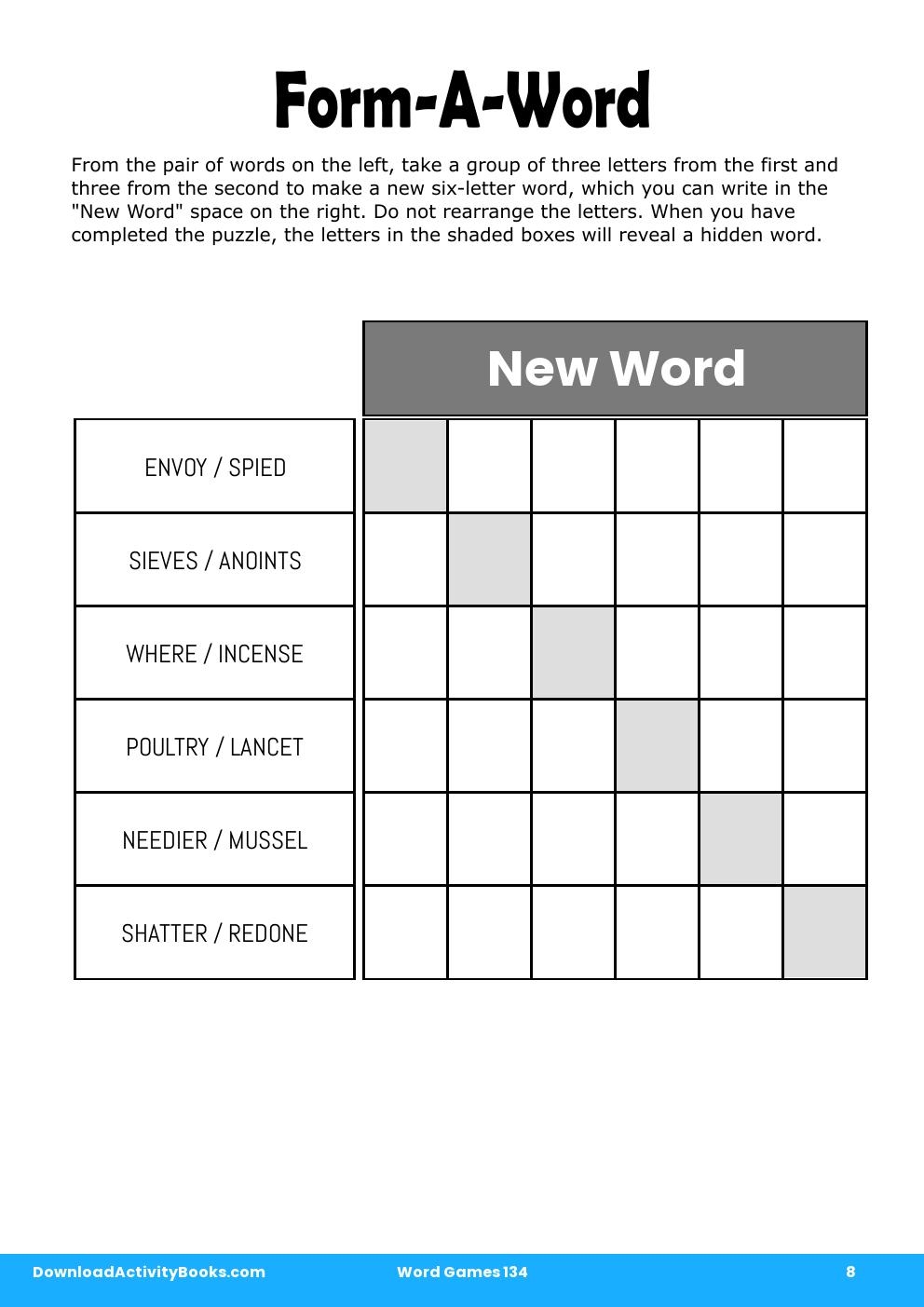 Form-A-Word in Word Games 134