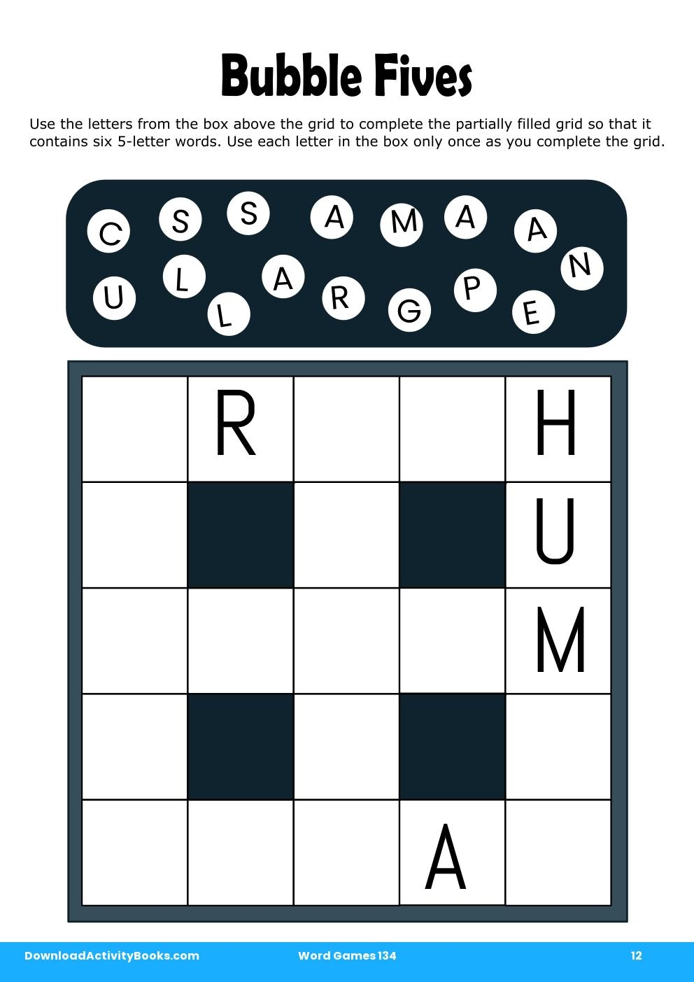 Bubble Fives in Word Games 134