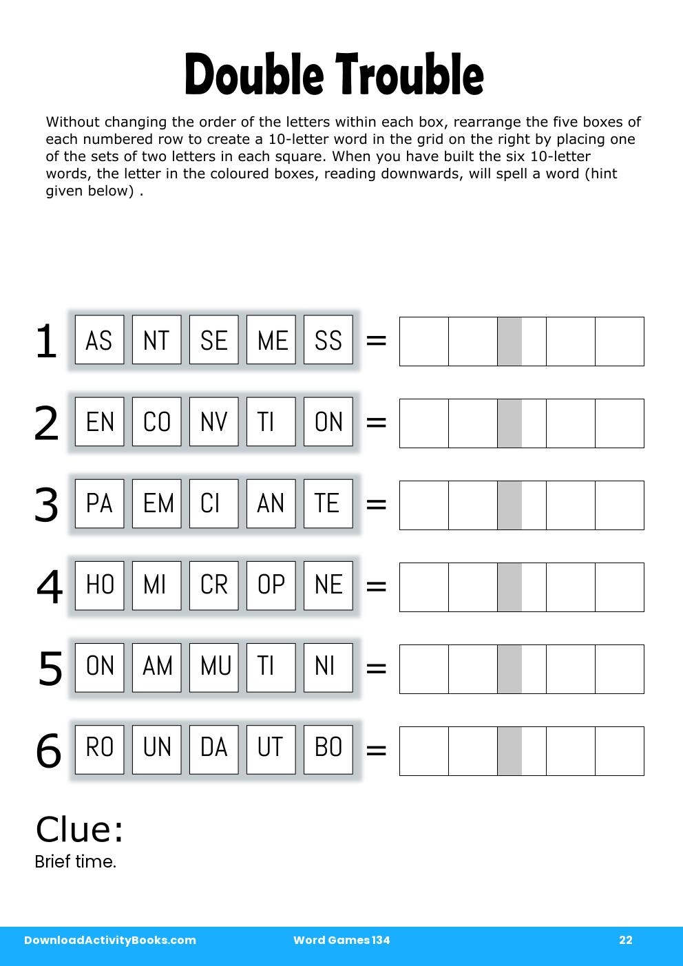 Double Trouble in Word Games 134