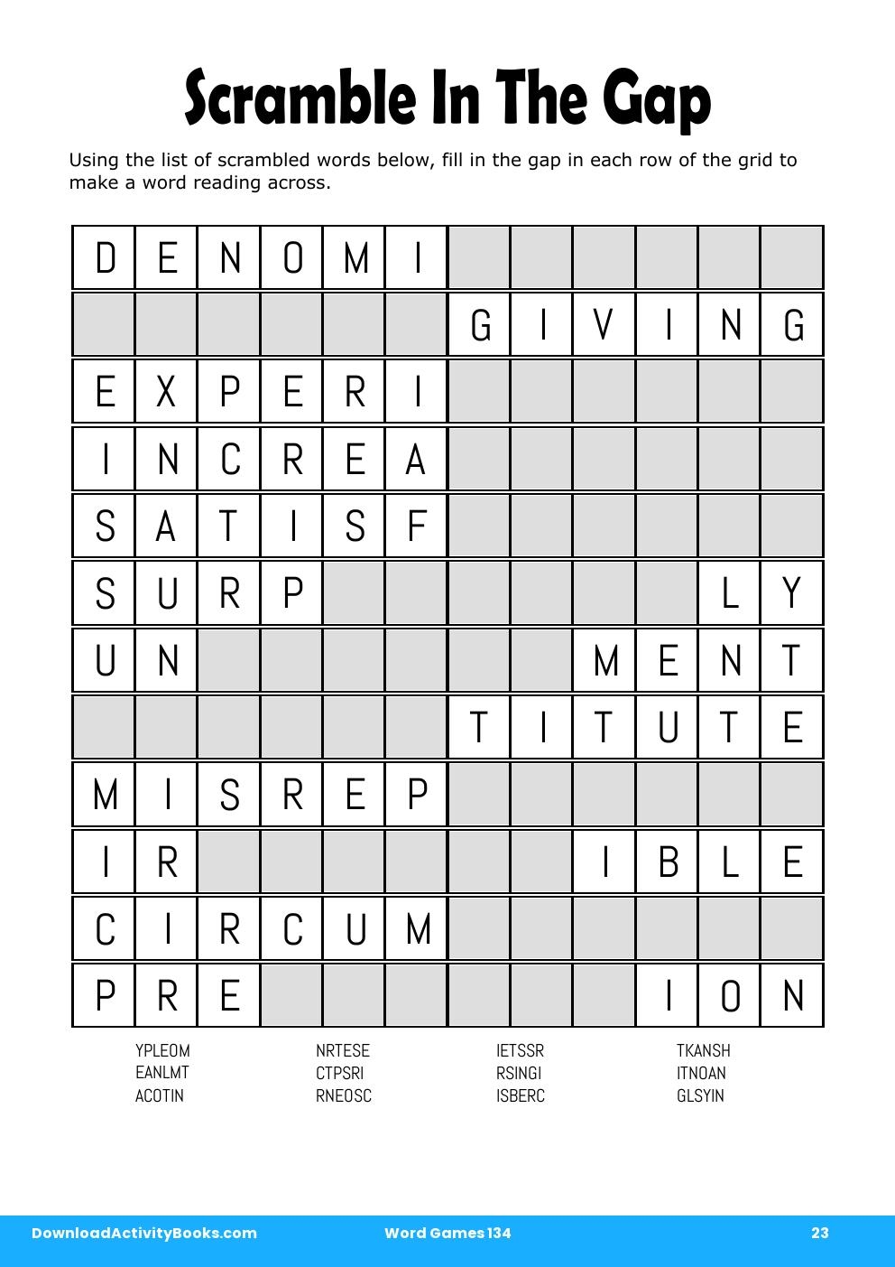 Scramble In The Gap in Word Games 134