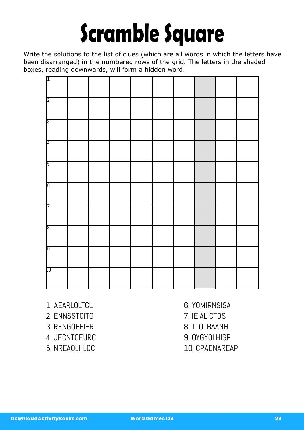 Scramble Square in Word Games 134