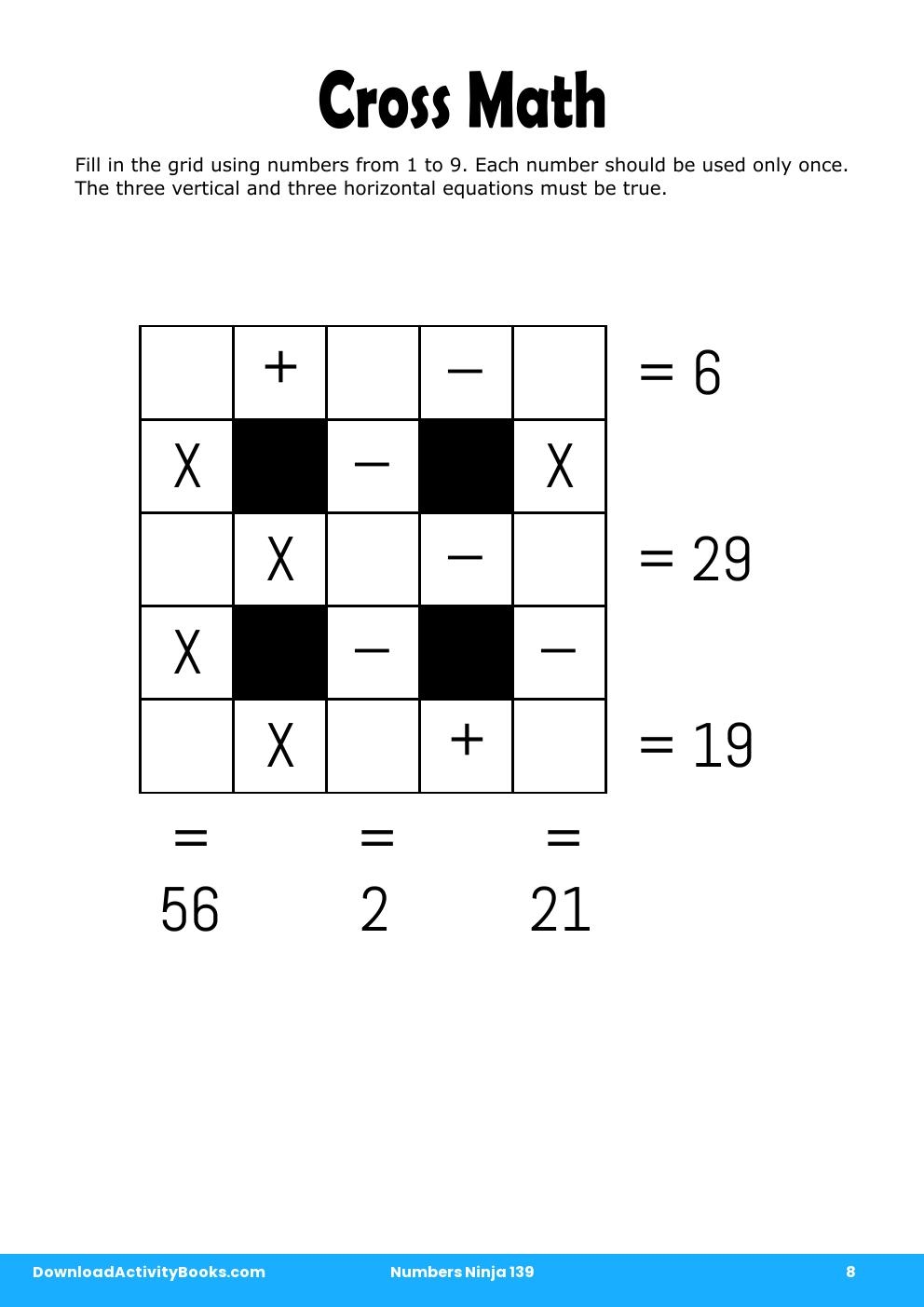 Cross Math in Numbers Ninja 139