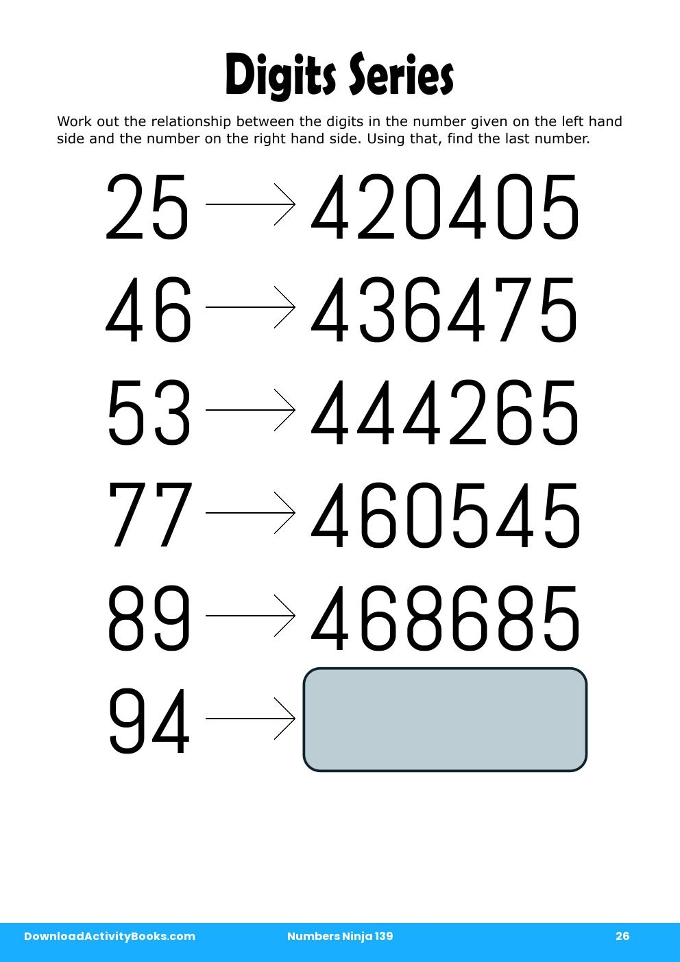 Digits Series in Numbers Ninja 139