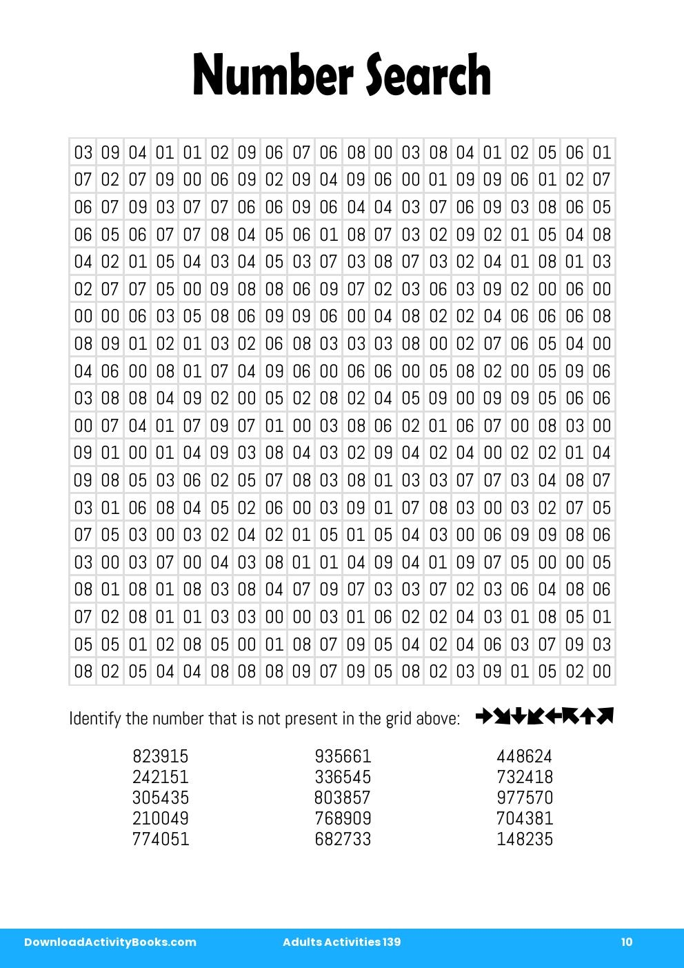 Number Search in Adults Activities 139