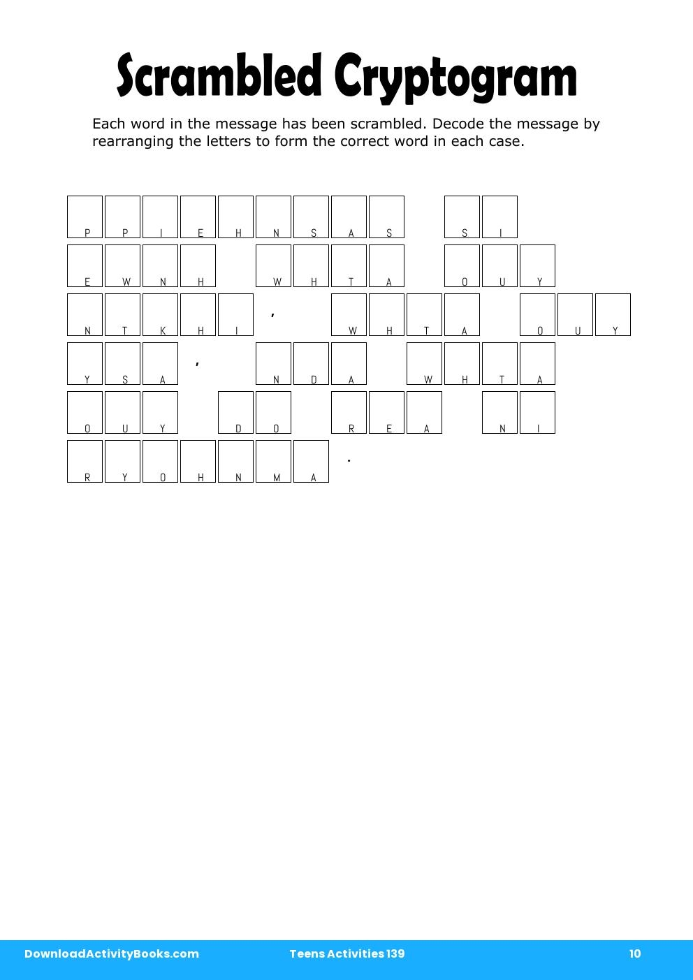 Scrambled Cryptogram in Teens Activities 139