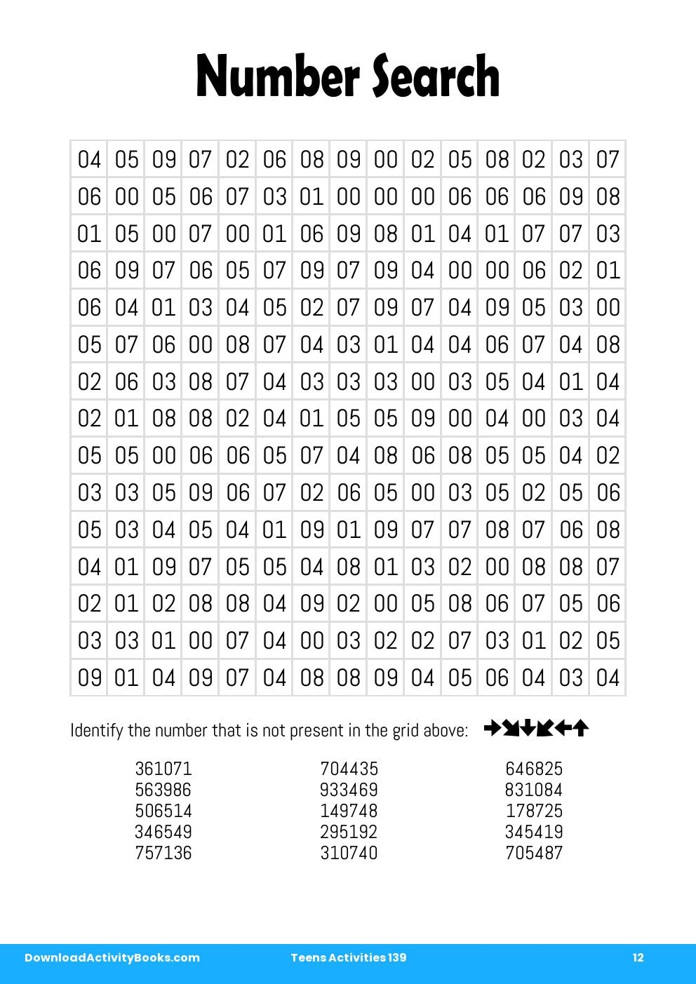 Number Search in Teens Activities 139